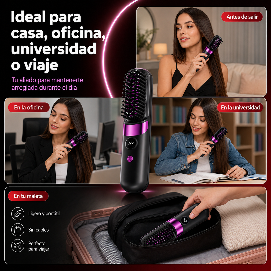 Peine Alisador Portátil para Retoques Rápidos