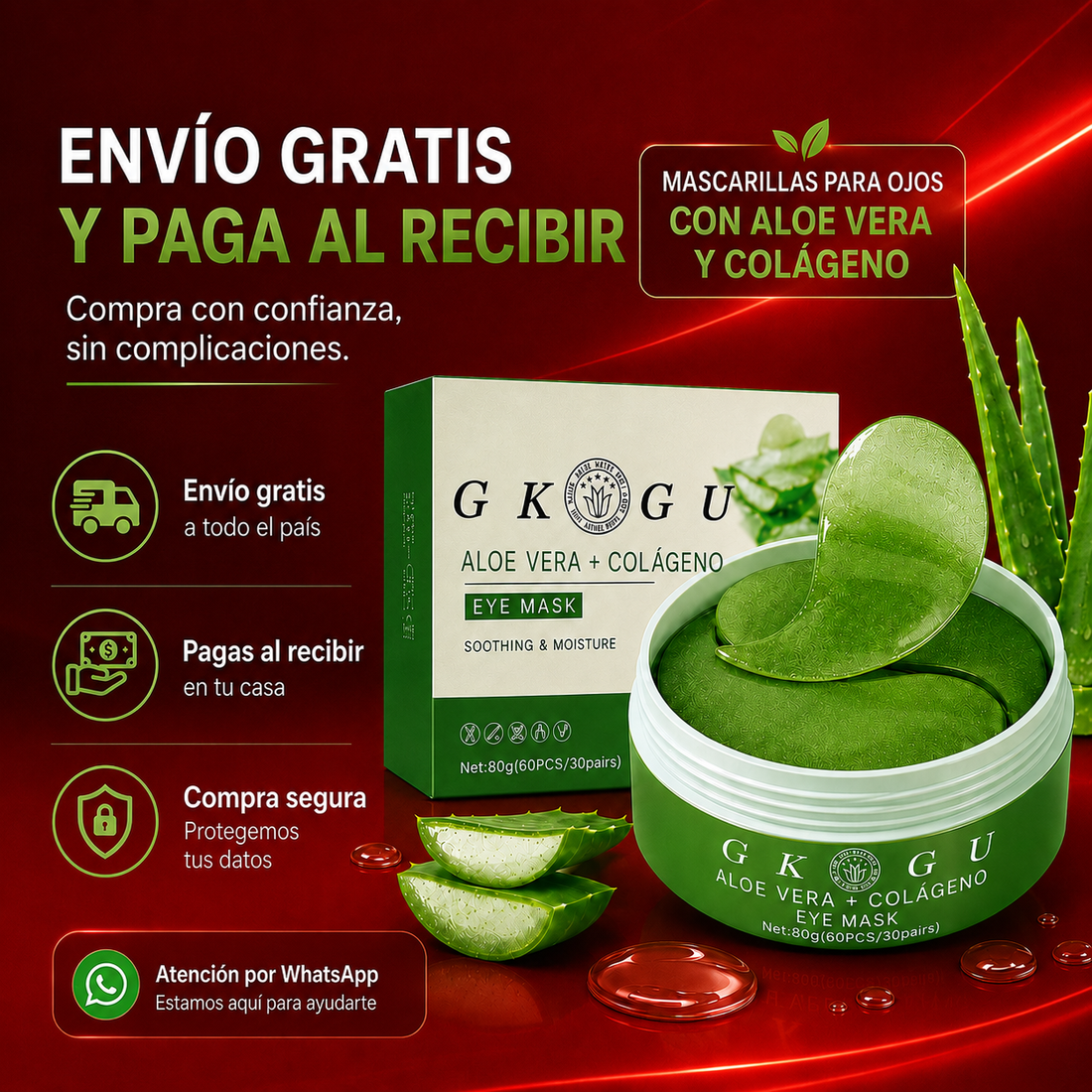Mascarillas para Ojos Aloe Vera + Colágeno 😍