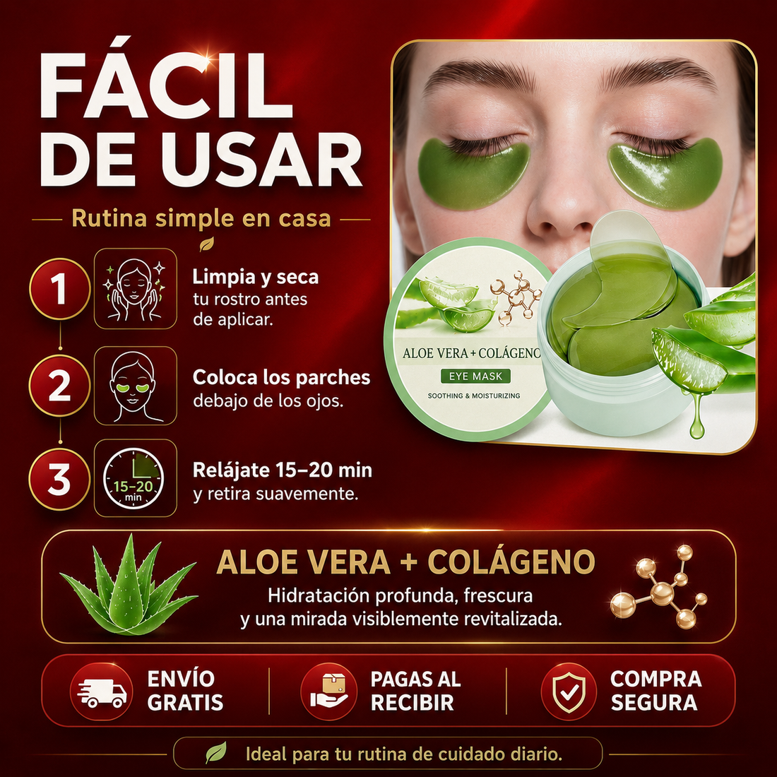 Mascarillas para Ojos Aloe Vera + Colágeno 😍