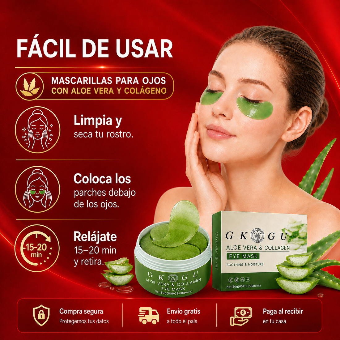 Mascarillas para Ojos Aloe Vera + Colágeno 😍