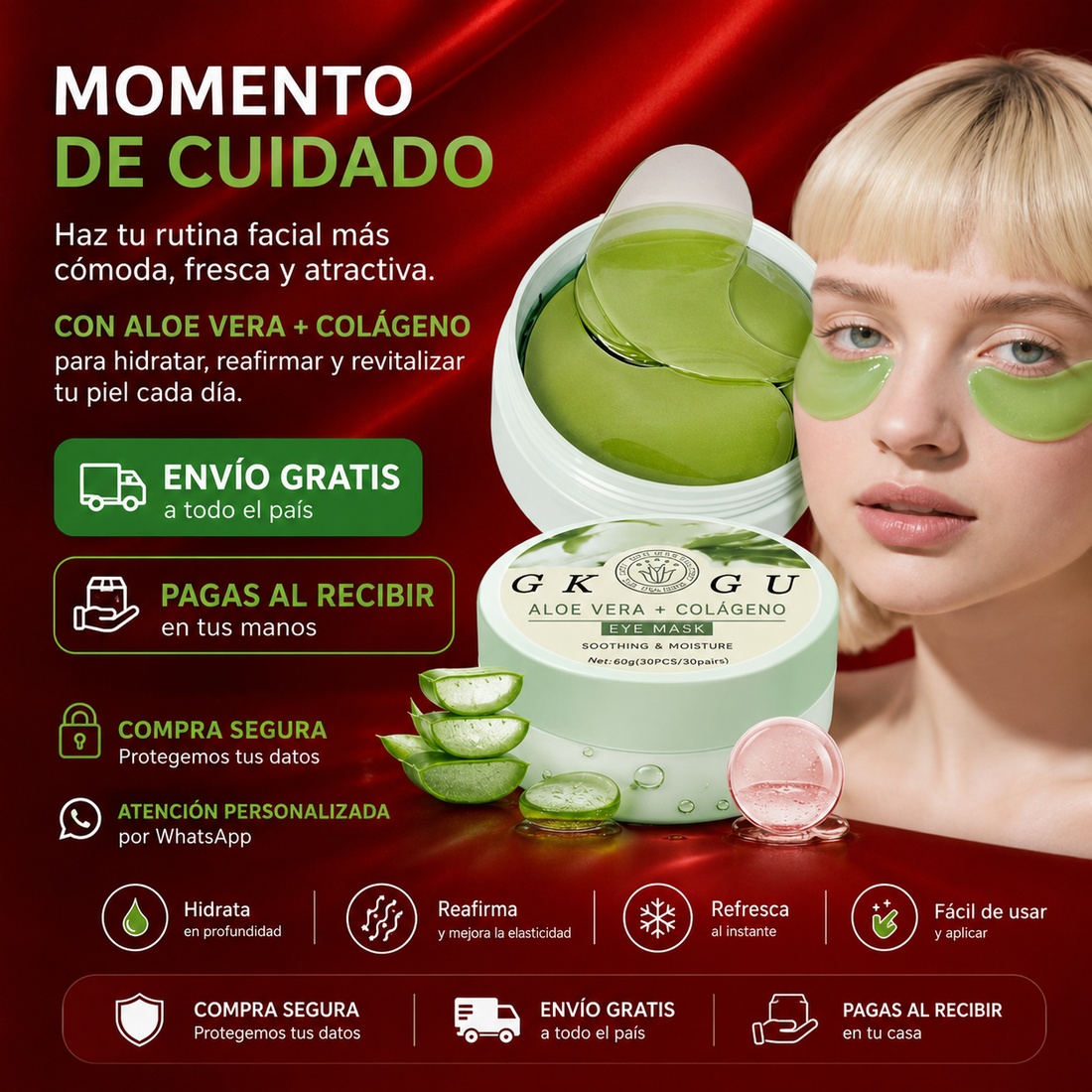 Mascarillas para Ojos Aloe Vera + Colágeno 😍