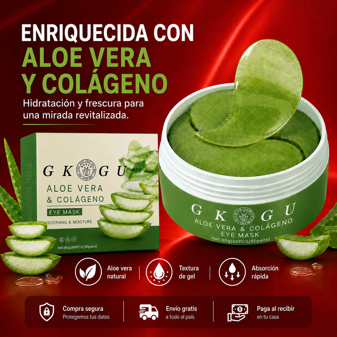 Mascarillas para Ojos Aloe Vera + Colágeno 😍