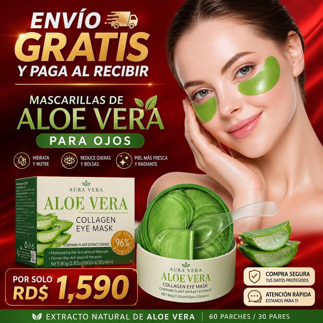 Mascarillas para Ojos Aloe Vera + Colágeno 😍