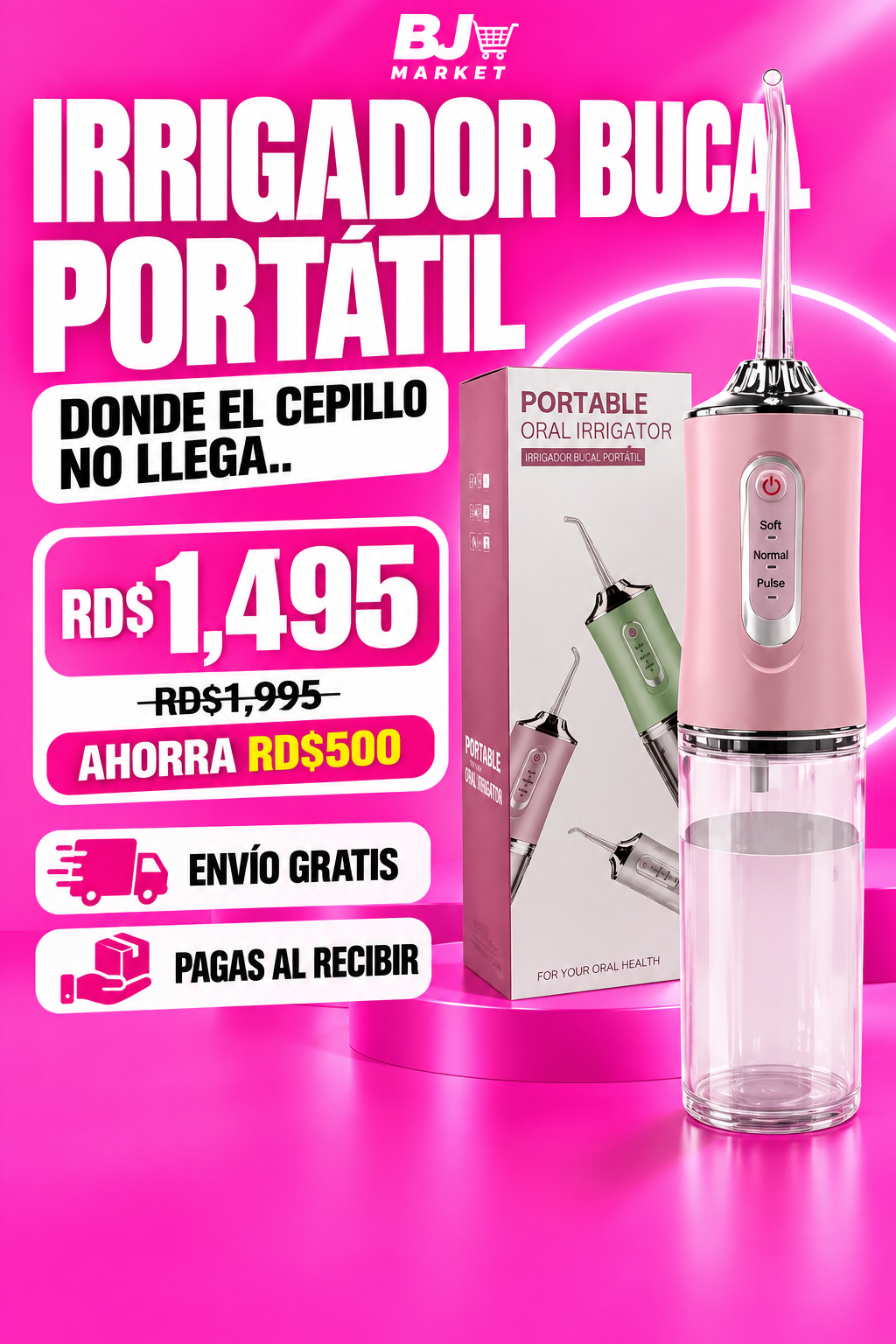 Irrigador Bucal Portátil — Limpieza Profunda Donde el Cepillo No Llega