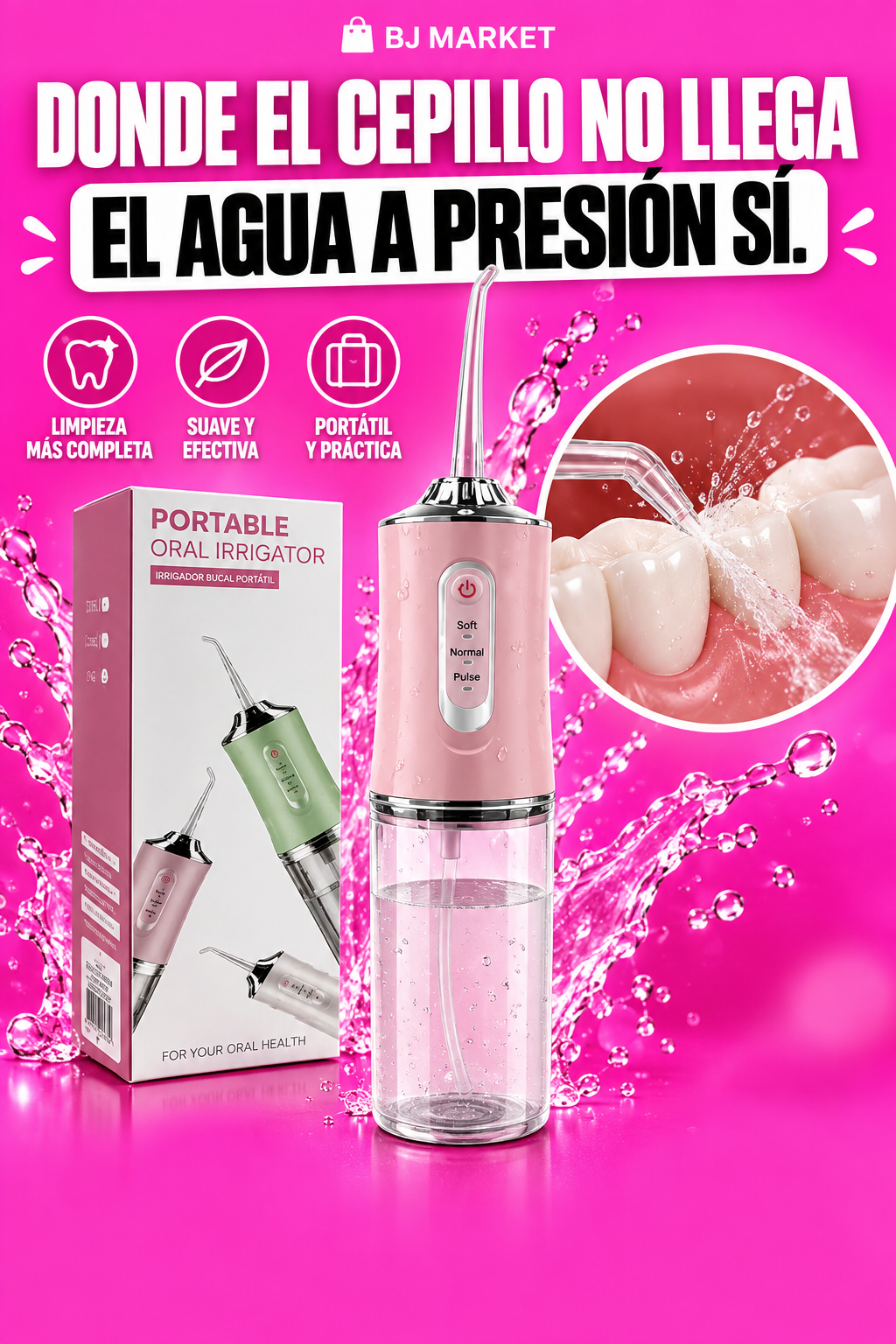 Irrigador Bucal Portátil — Limpieza Profunda Donde el Cepillo No Llega