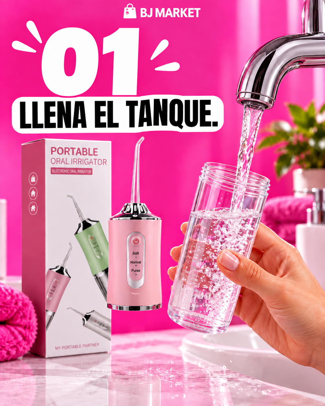 Llena el tanque transparente con agua