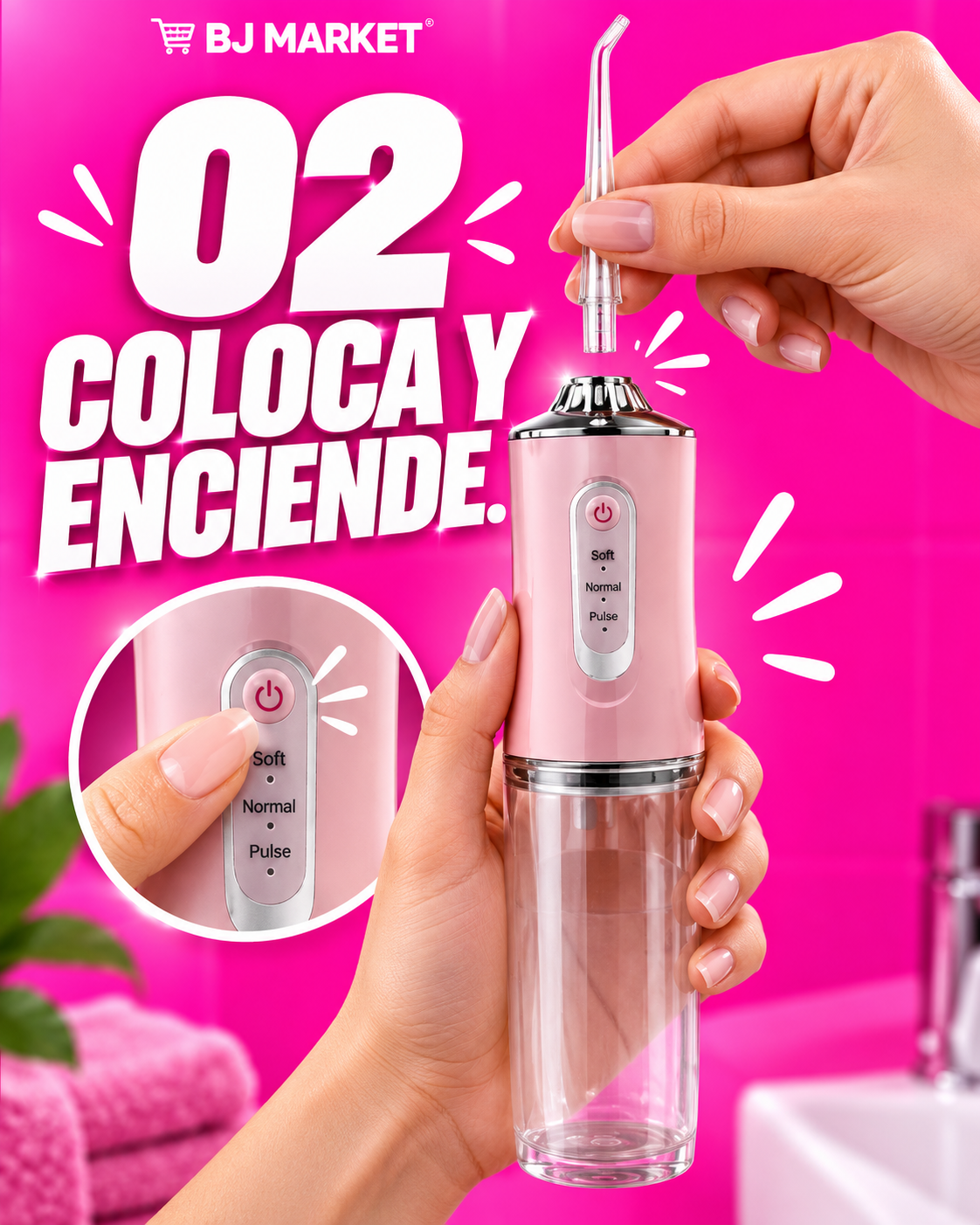 Coloca una boquilla y enciende el equipo