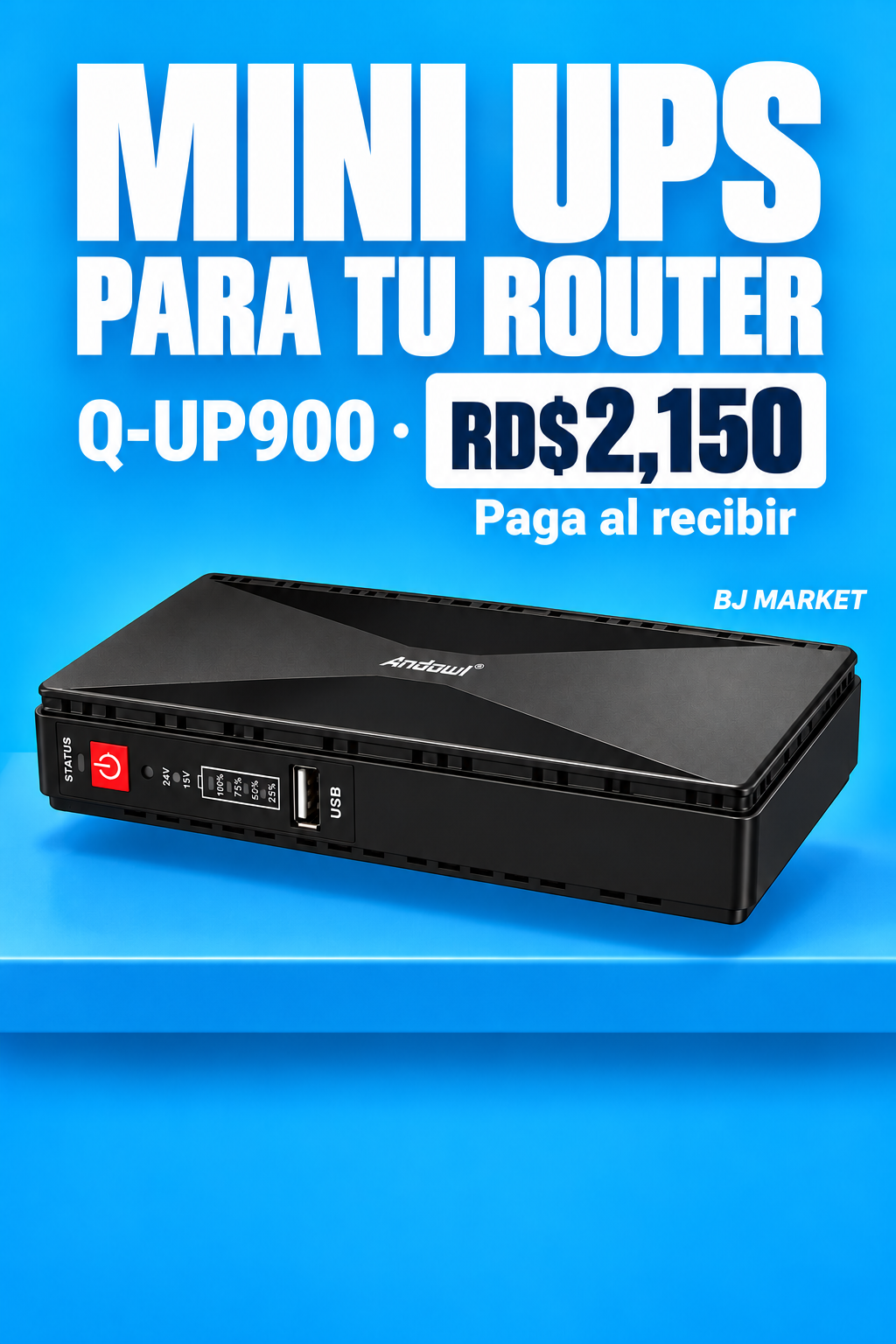 Mini UPS Q-UP900 para router - RD$2,150, paga al recibir