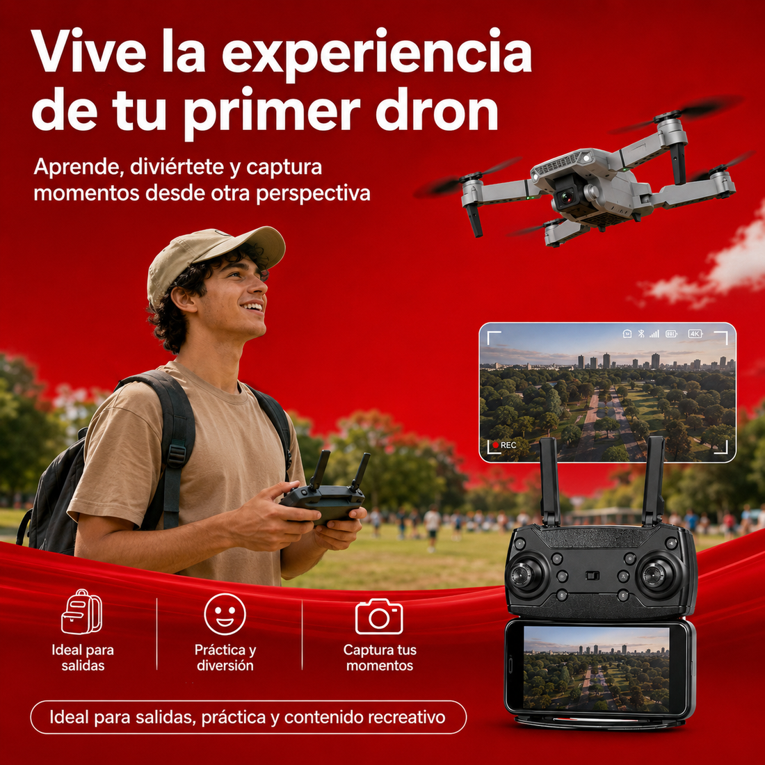 Dron E99 Pro Plegable con Cámara y Control Remoto