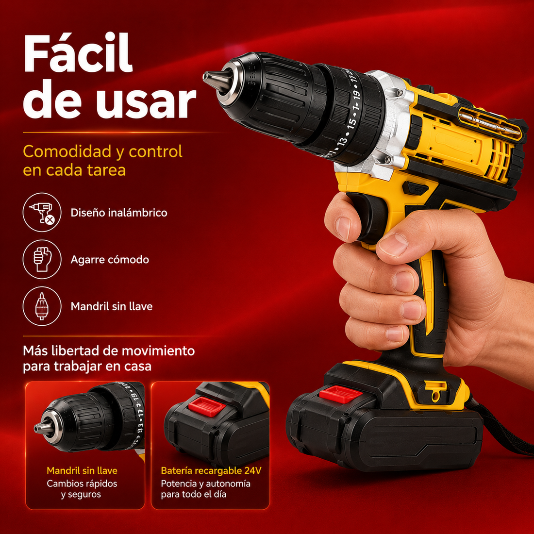 Kit de Taladro Inalámbrico 24V con Maletín de Herramientas