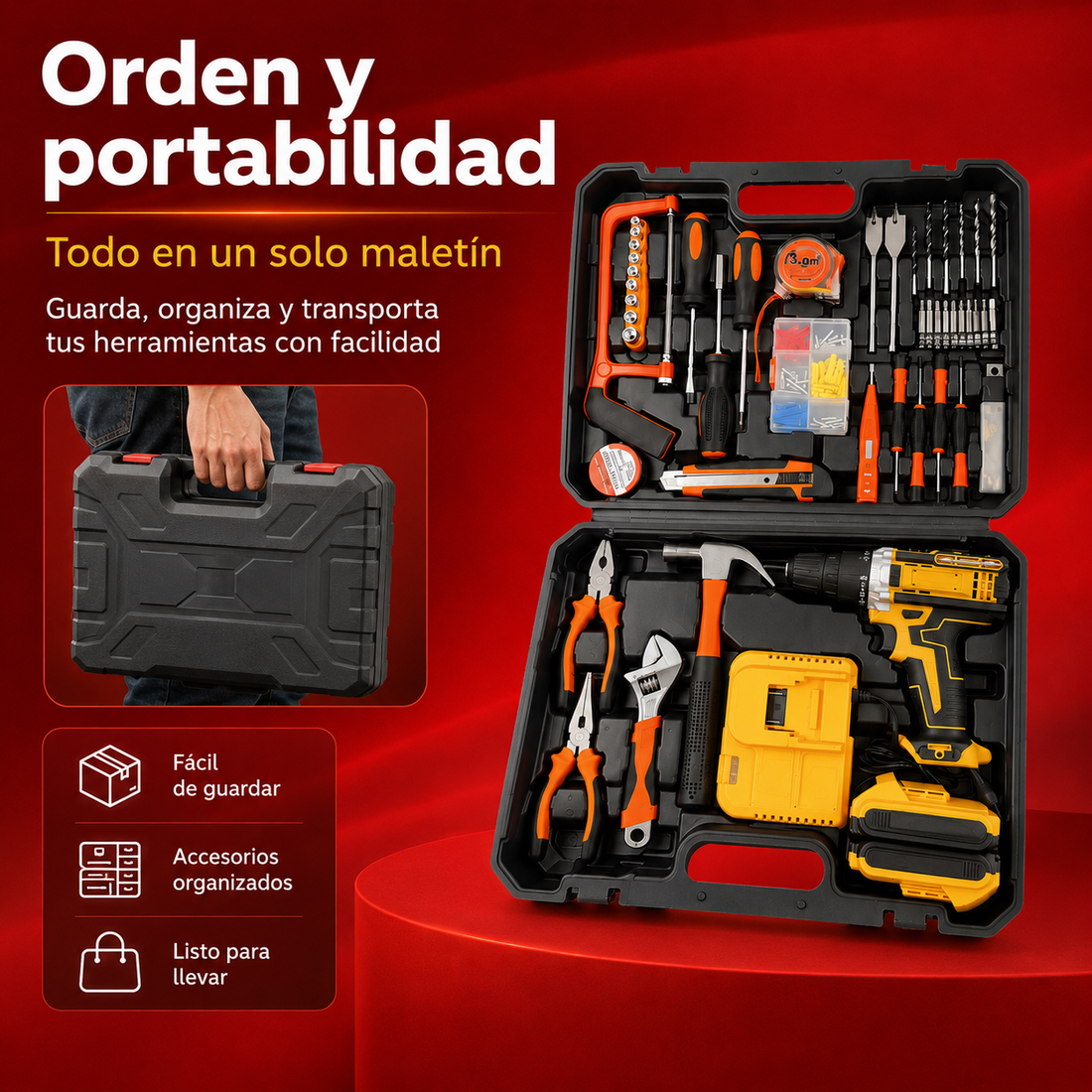 Kit de Taladro Inalámbrico 24V con Maletín de Herramientas
