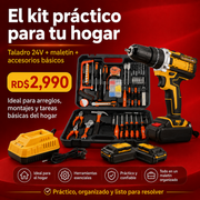 Kit de Taladro Inalámbrico 24V con Maletín de Herramientas
