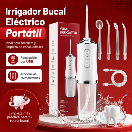 Irrigador Bucal Portátil Recargable con 4 Boquillas