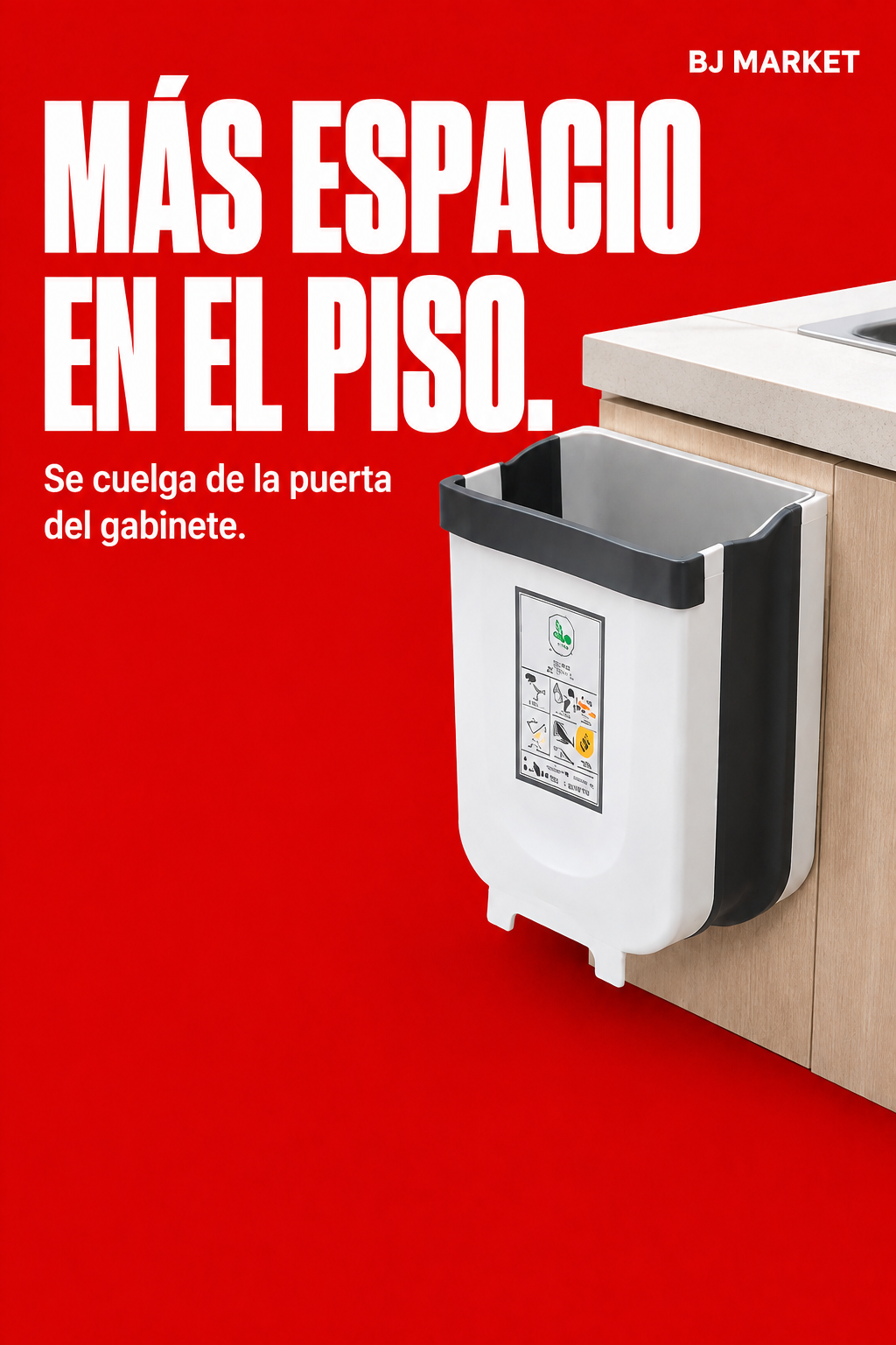 Zafacón plegable para puerta de cocina — Se cuelga sin ocupar el piso