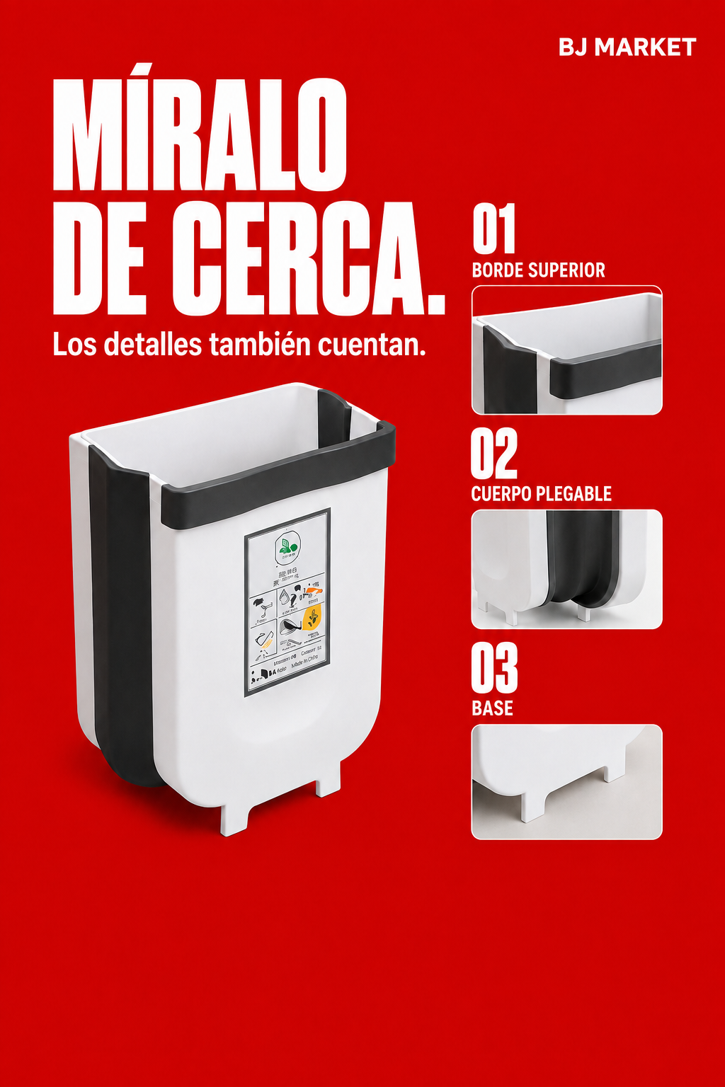 Zafacón plegable para puerta de cocina — Detalles reales