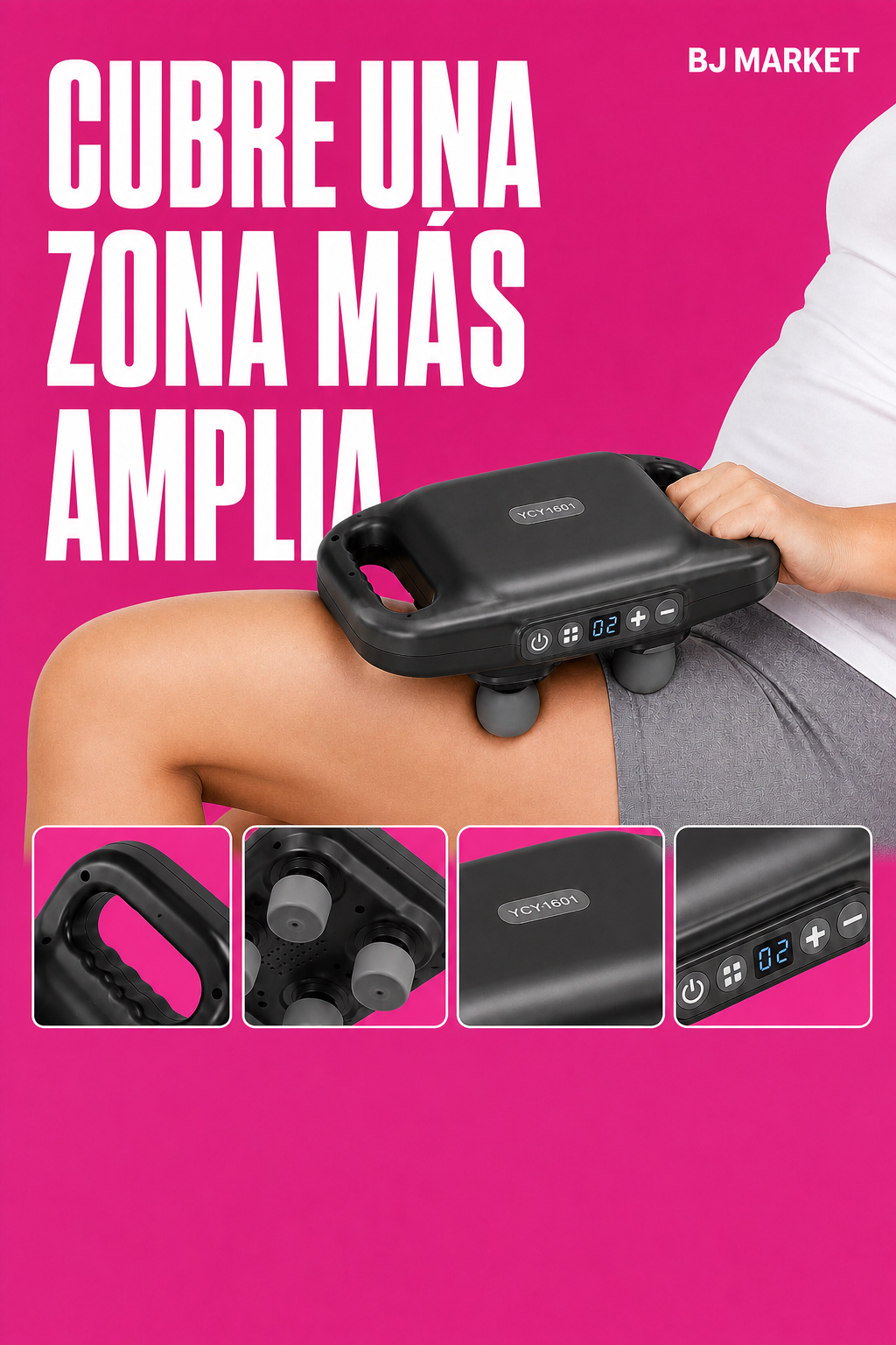 Masajeador portátil de cuatro cabezales YCY-1601 — Cubre una zona más amplia
