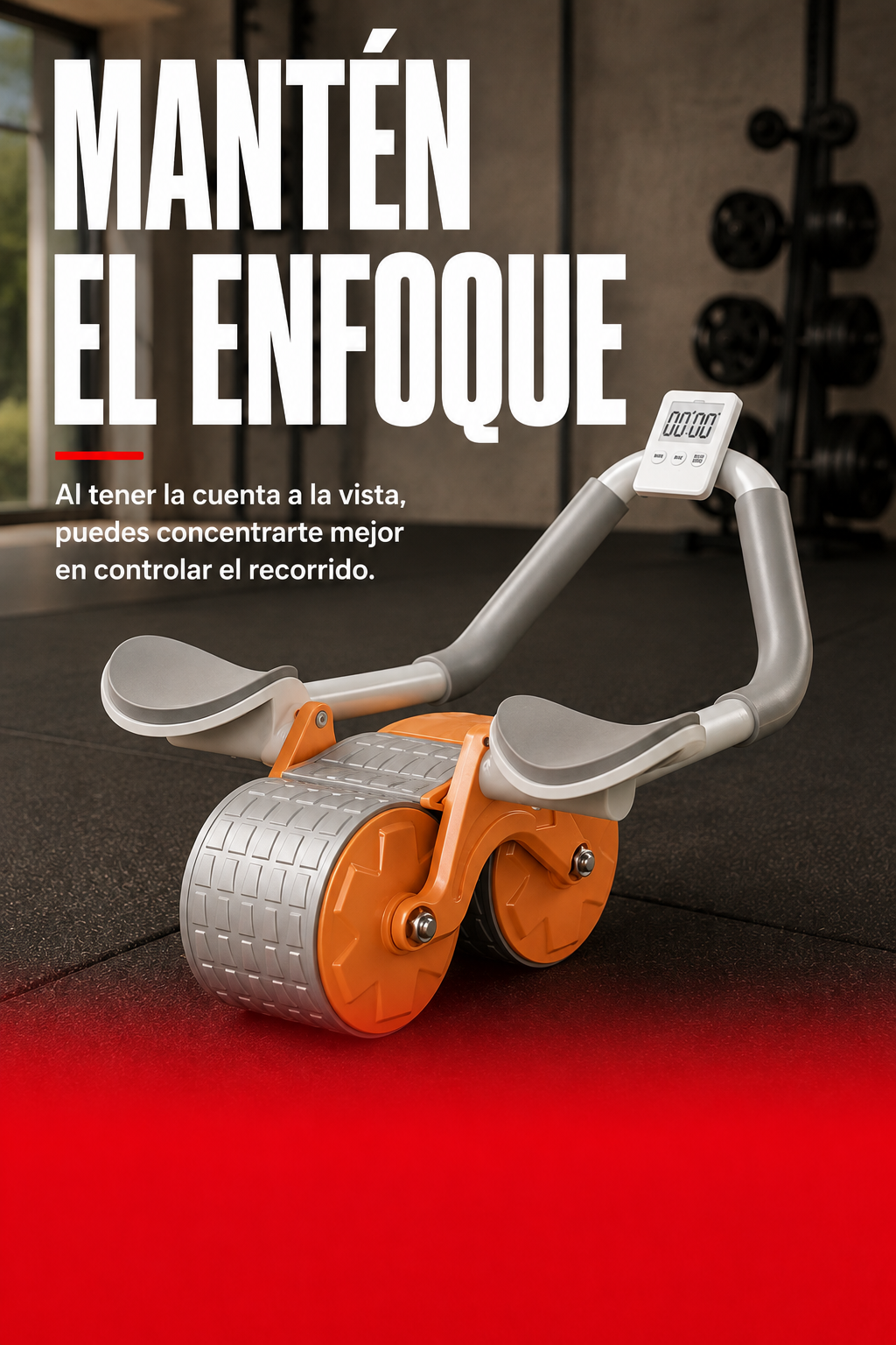 Rueda abdominal con contador: Mantén el enfoque. Vista ilustrativa del equipo.
