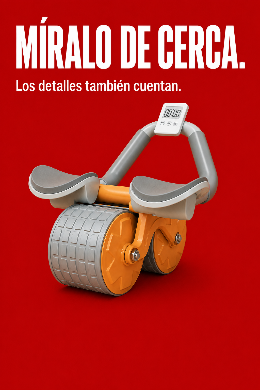 Rueda abdominal con contador: Detalles reales. Vista ilustrativa del equipo.