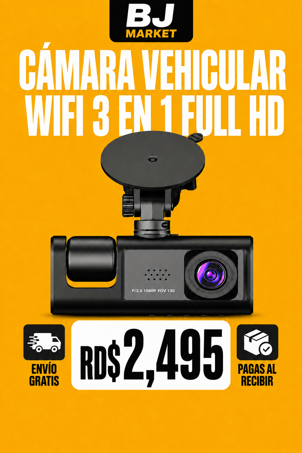 Cámara vehicular WiFi 3 en 1 Full HD — Cámara vehicular WiFi 3 en 1 Full HD