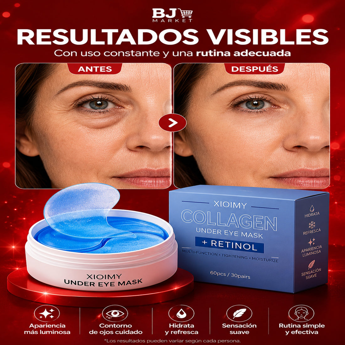 Mascarillas para Ojos con Colágeno + Retinol