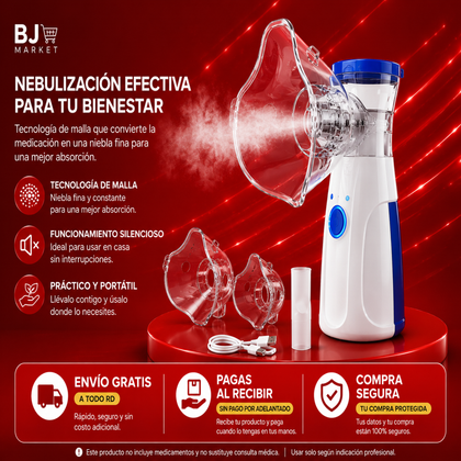 Nebulizador Portátil de Malla con Mascarillas para Adulto y Niño