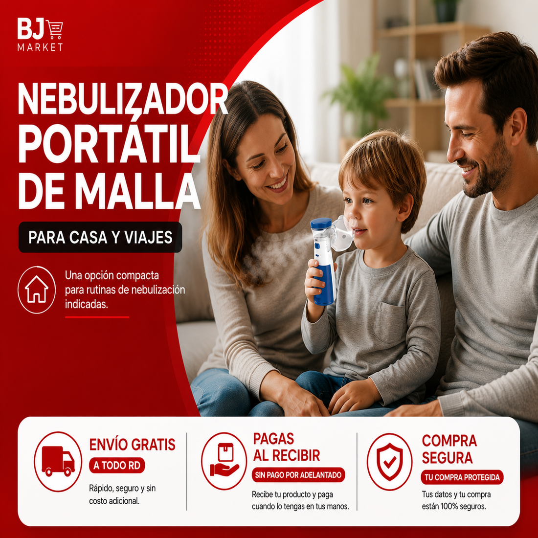Nebulizador Portátil de Malla con Mascarillas para Adulto y Niño