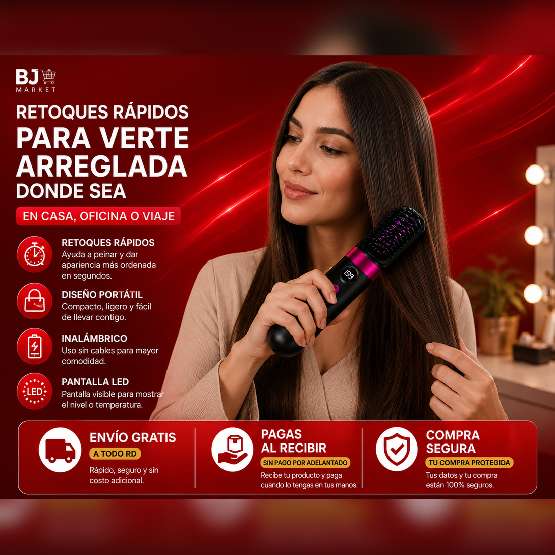 Peine Alisador Portátil para Retoques Rápidos